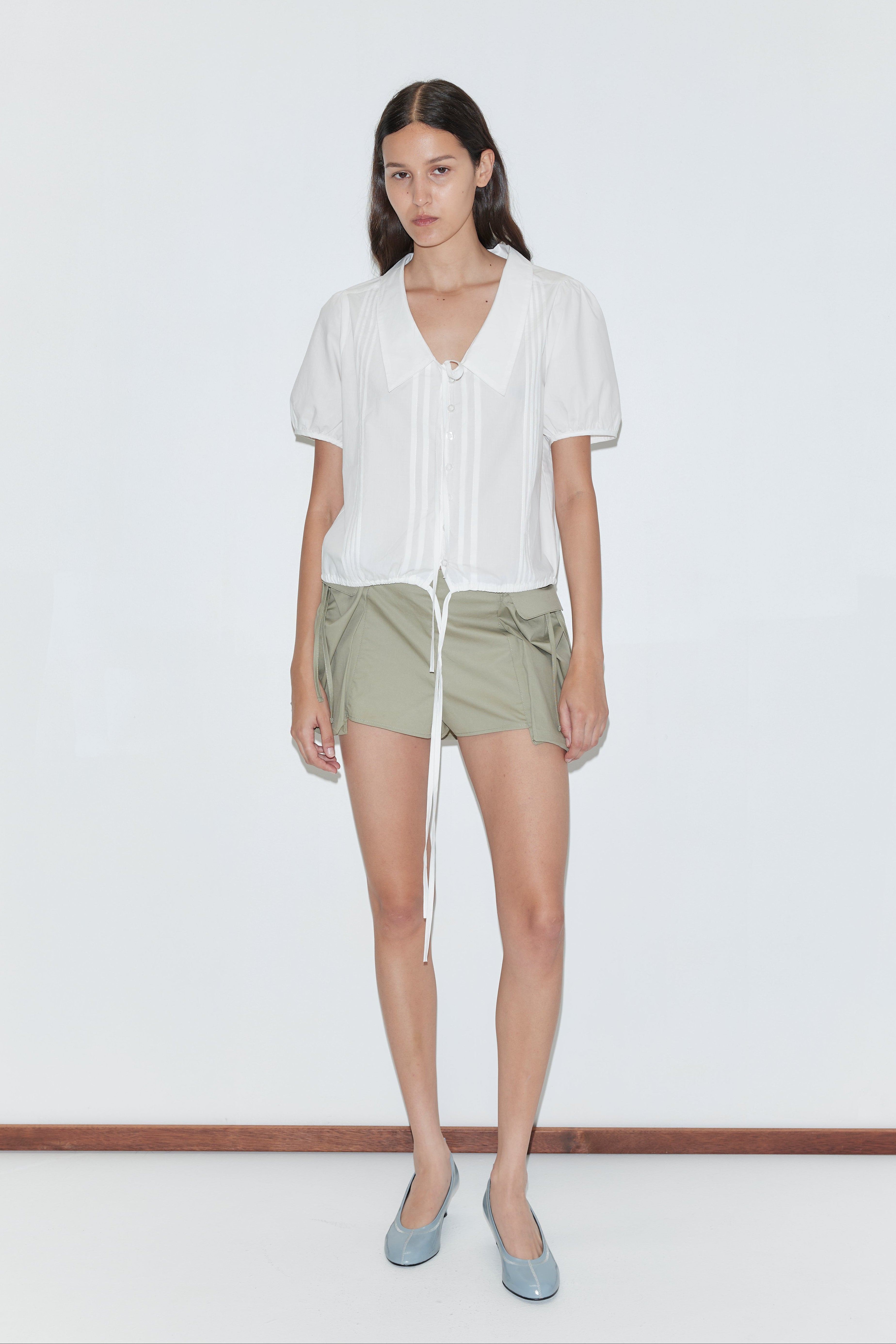 Fine Collar Top - White