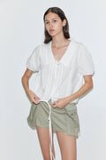 Fine Collar Top - White