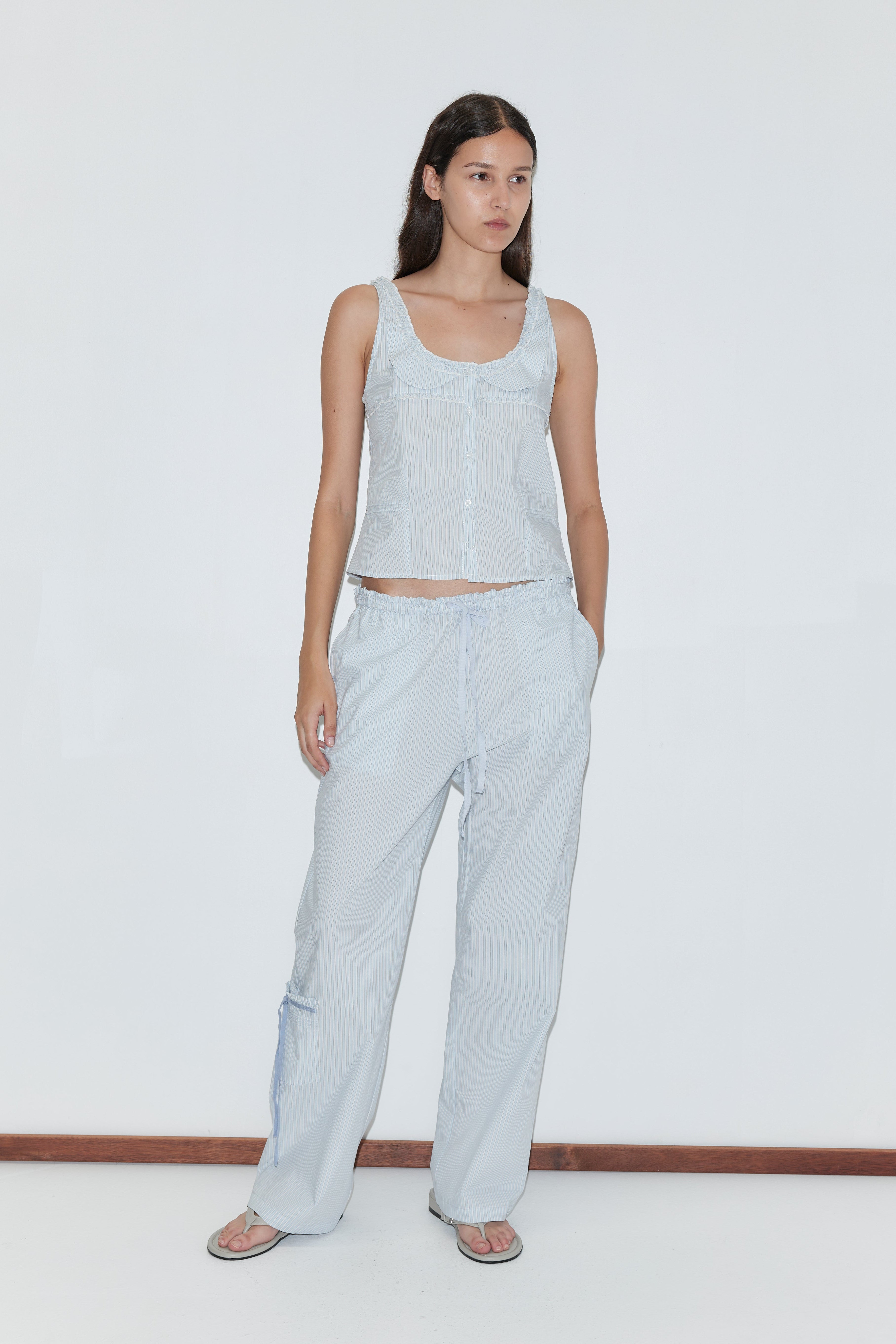 Frills Top - Mist Stripe