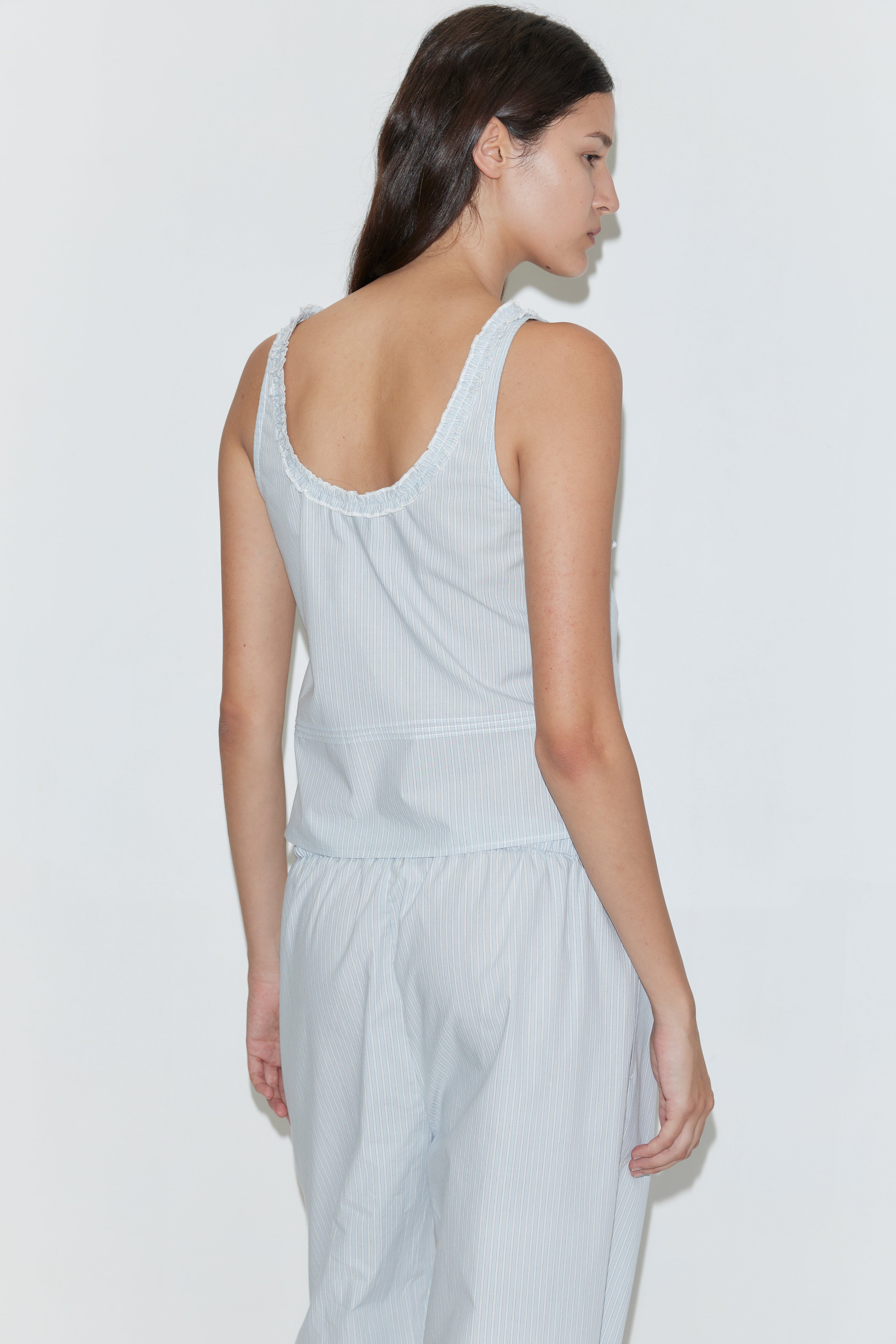 Frills Top - Mist Stripe