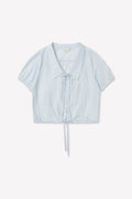 Fine Collar Top - Mist Stripe