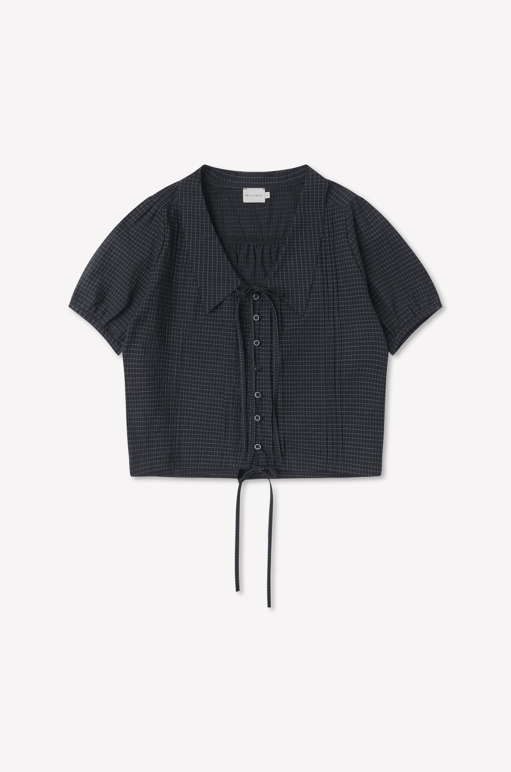 Fine Collar Top - Mono Grid