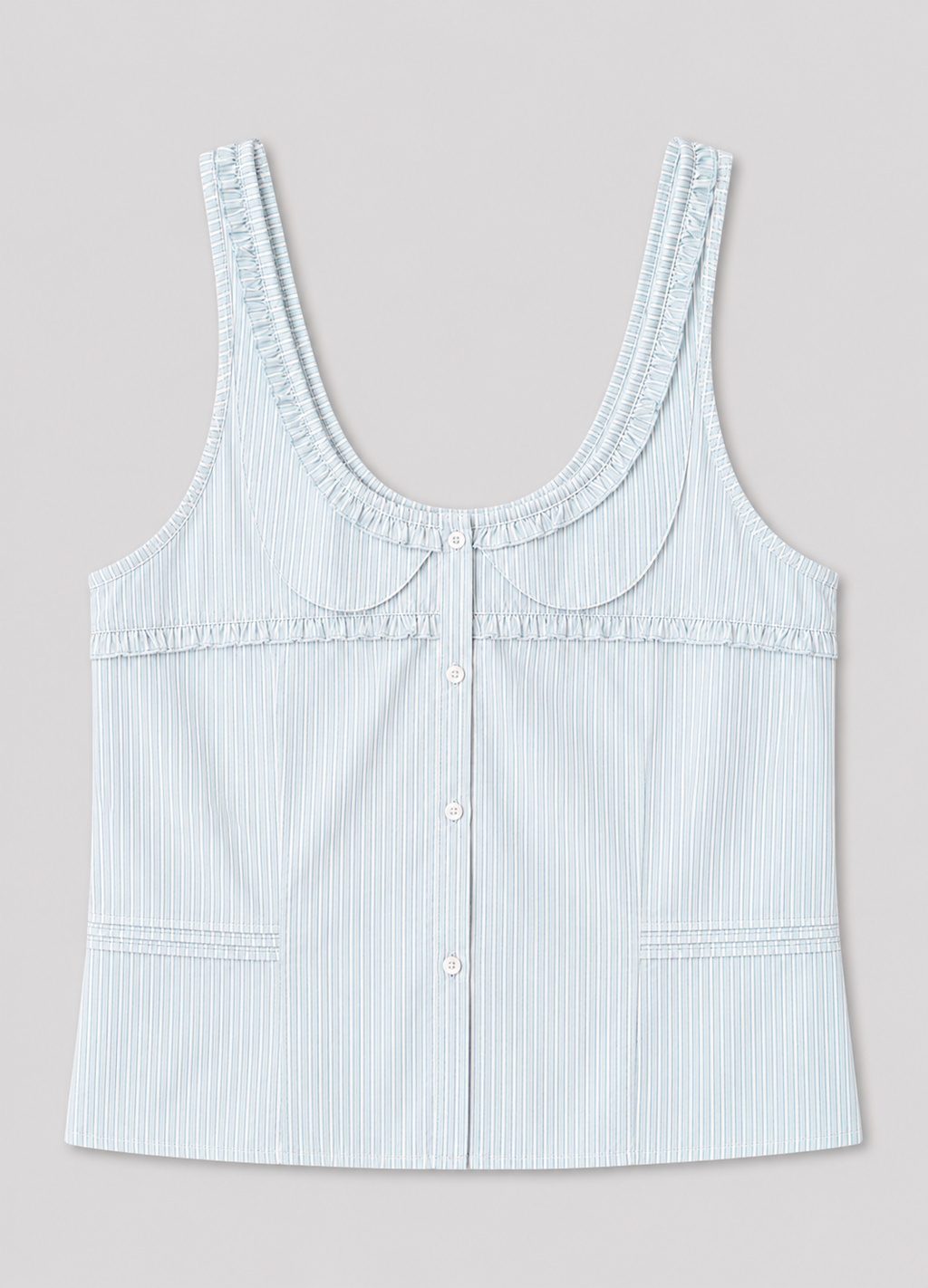 Frills Top - Mist Stripe